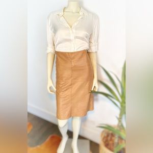 Tan Leather Skirt (size:6)